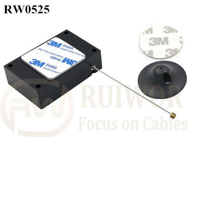 RW0525 Cuboid Anti Theft Pull Box With Dia 38mm Circular Adhesive Plastic Plate Connector
