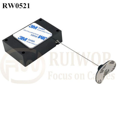 RW0521 Cuboid Anti Theft Pull Box With Retractable Cable And 33x19MM Oval Sticky Flexible Rubber Tips Cable End