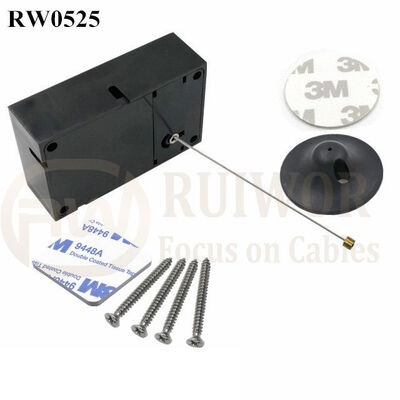 RW0525 Cuboid Anti Theft Pull Box With Dia 38mm Circular Adhesive Plastic Plate Connector