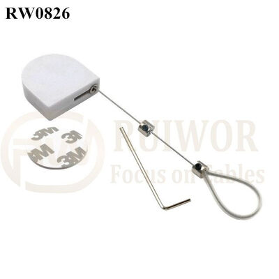 RW0826 D-Shaped Small Retractable Tether Plus Adjustable Stainless Steel Wire Loop Coated Silicone Hose