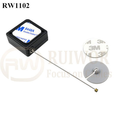RuiWor RW1102 Light Force Anti Theft Retractable Tether With 30MM Circle Adhesive ABS Plate For Open Sale Security