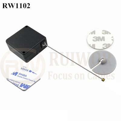 RuiWor RW1102 Square Retractable Pull Cord Plus Dia 30mm Circular Adhesive ABS Plate As Mobile Phone Security Solutions