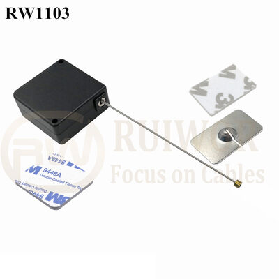 RuiWor RW1103 Square Retractable Anti Theft Pull Box Plus 35X20mm Rectangular Adhesive Metal Plate
