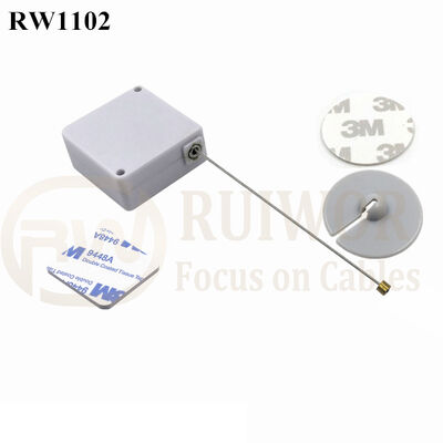 RuiWor RW1102 Light Force Anti Theft Retractable Tether With 30MM Circle Adhesive ABS Plate For Open Sale Security