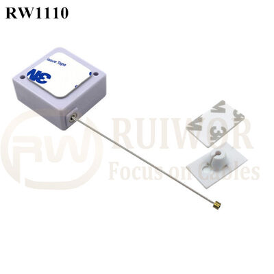 RuiWor RW1110 Mini Square Anti Theft Retractable Tether With 25X15MM Rectangular Adhesive ABS Plate For Open Sale Security