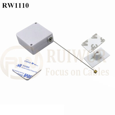 RuiWor RW1110 Mini Square Anti Theft Retractable Tether With 25X15MM Rectangular Adhesive ABS Plate For Open Sale Security