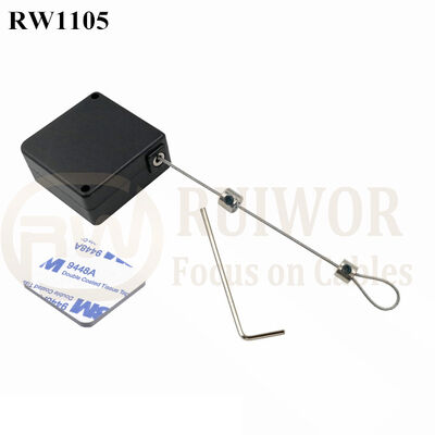 RW1105 Square Retail Security Tether Plus Adjustalbe Lasso Loop By Small Lock And Allen Key For Jewelry Security Display