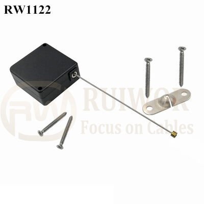 RuiWor RW1122 Square Retractable Tool Lanyard Plus Perforated Metal Plate Connector Installed By Screw