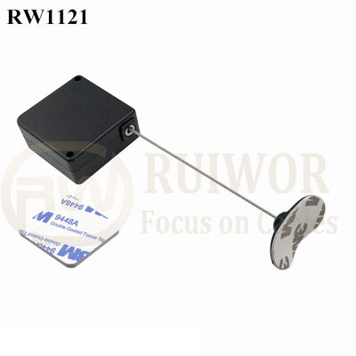 RuiWor RW1121 Square Retractable Security Cable Mechanism Plus 33X19mm Sticky Flexible Rubber Tips For Stores Secure Display