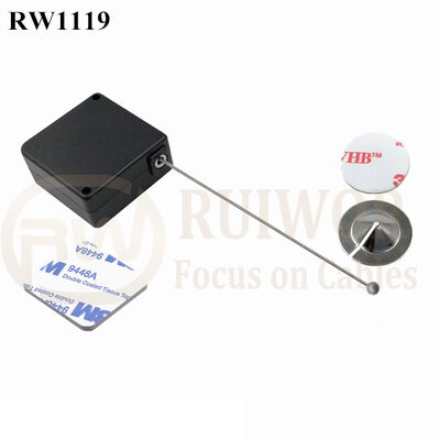RuiWor RW1119 Square Retractable Extension Cord Reel Plus Dia 22mm Circular Sticky Metal Plate