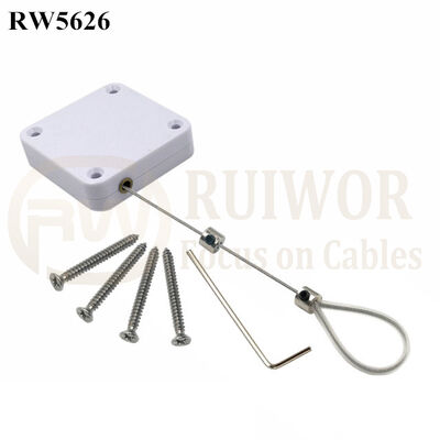 RW5626 Square Heavy Duty Retractable Cable Plus Adjustable Stainless Steel Wire Loop Coated Silicone Hose