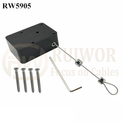 RW5905 Cuboid Heavy Duty Retractable Tether Stop Function Optional Plus Adjustalbe Lasso Loop End By Small Lock And Allen Key
