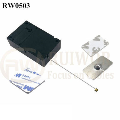 RW0503 Caja antirrobo cúbica con placa metálica adhesiva rectangular de 35x22mm para exhibición de seguridad minorista de teléfonos móviles