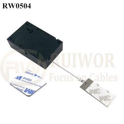 RW0504 Caja antirrobo cúbica con placa metálica adhesiva rectangular de 45x19mm utilizada en supermercados para la seguridad de exhibiciones minoristas