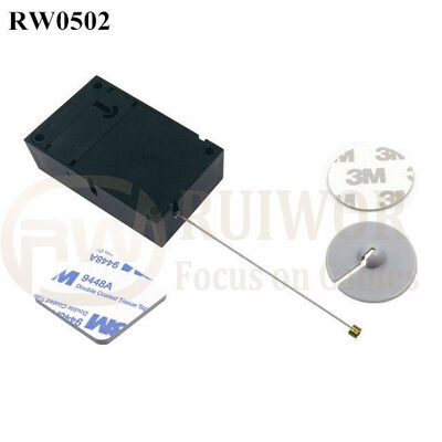 RW0502 Cuboide caja de extracción antirrobo con dia 30 mm placa adhesora circular ABS para la posición del producto de seguridad de la tienda